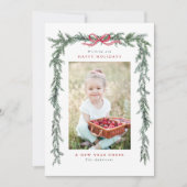 松の枝フレーム写真クリスマス シーズンカード (正面)