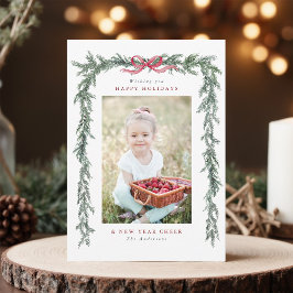 松の枝フレーム写真クリスマス シーズンカード