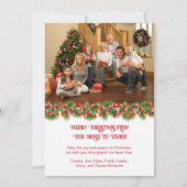 松の枝ホリーベリー写真クリスマス シーズンカード (正面)