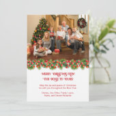 松の枝ホリーベリー写真クリスマス シーズンカード (スタンド正面)