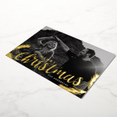 松の枝メリークリスマスフォト金ゴールド 箔シーズンカード (回転した状態)