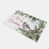 松の枝松のコーンTitmouseの果実のdoormat ドアマット (アングル)