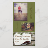 松の枝緑の背景クリスマス シーズンカード (正面)