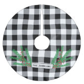 松の枝,赤い果実,バッファローチェック ブラッシュドポリエステルツリースカート (正面)