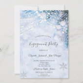 松の枝、雪のイルミネーション　エンゲージメント 招待状 (正面)