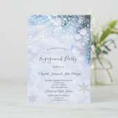 松の枝、雪のイルミネーション　エンゲージメント 招待状 (スタンド正面)