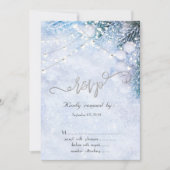 松の枝、雪のイルミネーション 出欠連絡お願いします 招待状 (正面)