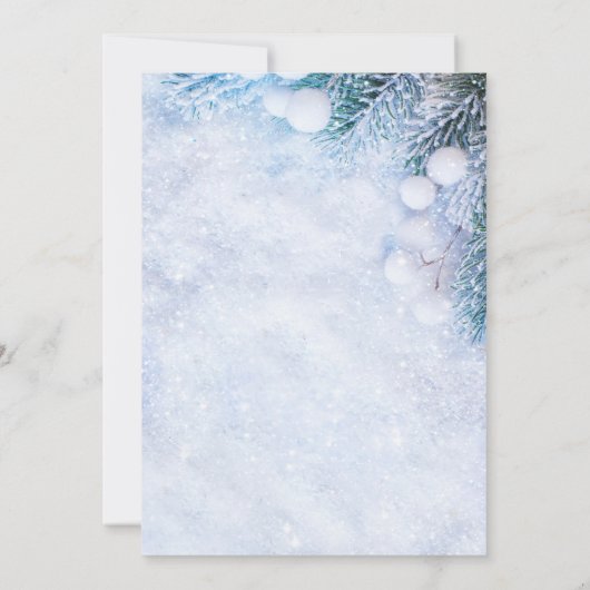 松の枝、雪のイルミネーション 出欠連絡お願いします 招待状 (裏面)