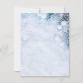 松の枝、雪、ライトのリハーサルディナー 招待状 (裏面)