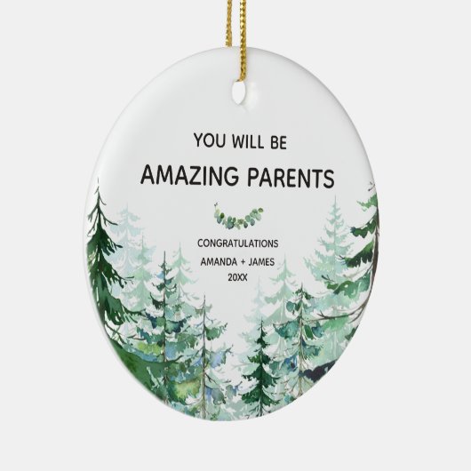 松の森あなたは素晴らしい新しい親になる セラミックオーナメント (右)
