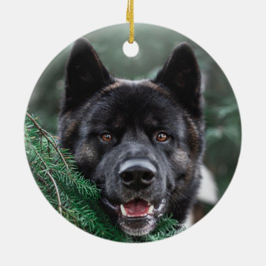 松の森のクリスマスに訪れる秋田犬 セラミックオーナメント (裏面)