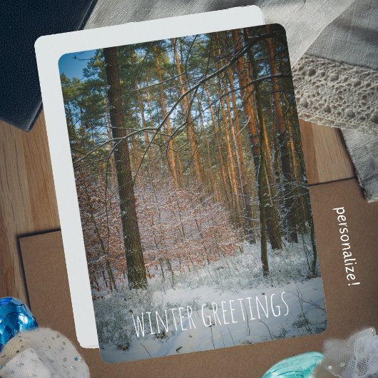 松の森の中の晴れた冬の日 シーズンカード