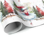 松の森の中の甘いクリスマスバレリーナ少女 ラッピングペーパー (ロールコーナー)