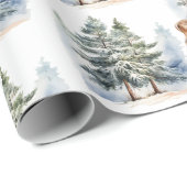 松の森の冬の森のトナカイ ラッピングペーパー (ロールコーナー)