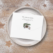 松の森の冬の緑のパーソナライズされた写真 オールインワン招待状