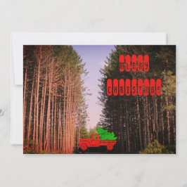 松の森の挨拶でヴィンテージのクリスマストラック シーズンカード