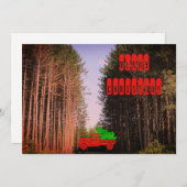 松の森の挨拶でヴィンテージのクリスマストラック シーズンカード (正面/裏面)