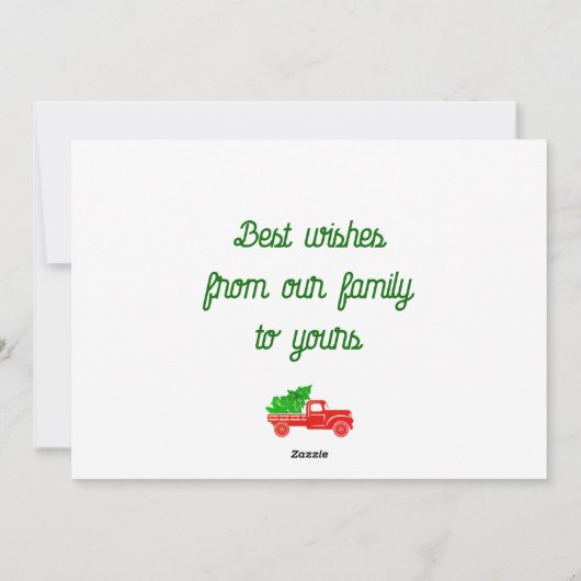 松の森の挨拶でヴィンテージのクリスマストラック シーズンカード (裏面)