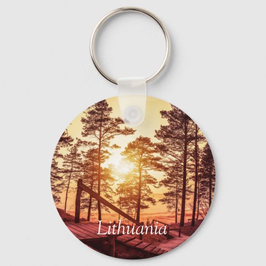 松の森の木道の夕日 キーホルダー (正面)