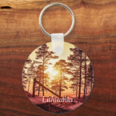 松の森の木道の夕日 キーホルダー (正面)