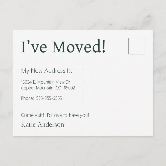 松の森の水彩画を動かした 案内ポストカード (裏面)