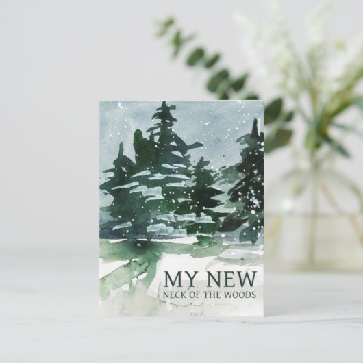 松の森の水彩画を動かした 案内ポストカード (スタンド正面)