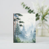 松の森の水色 ポストカード (スタンド正面)