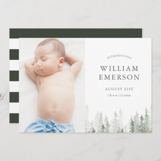 松の森の誕生発表 案内状 (正面/裏面)