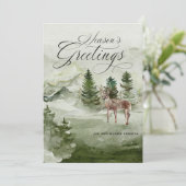 松の森の雪の鹿シーズンのグリーティングカード (スタンド正面)