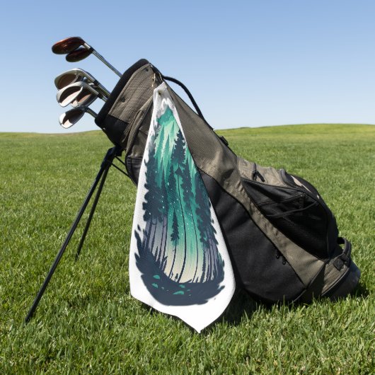 松の森の風景 ゴルフタオル (グリーン)