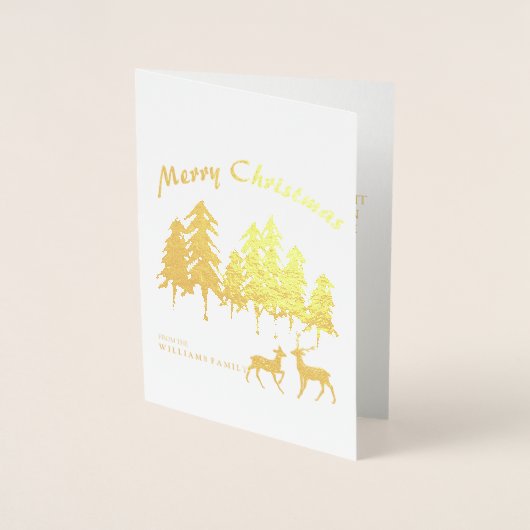 松の森トナカイ写真メリークリスマス 箔カード (正面)