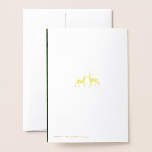 松の森トナカイ写真メリークリスマス 箔カード (裏面封筒付き)