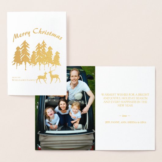松の森トナカイ写真メリークリスマス 箔カード (ディスプレー)