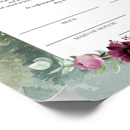 松の森ブルゴーニュバラ婚姻証明書 ポスター (角)