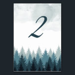 松の水彩林素朴結婚の テーブルナンバー<br><div class="desc">青松の水彩林デザイン。この素朴な冬のデザインは青違う色と水色のアクセントを取り入れている。冬エレガントの松の抽象芸術イラストレーション。この森デザインは素朴なエレガントアウトドアを作感じり出す。要素素朴を含む結婚のテーブル番号のモダンデザインマッチング結婚式招待状や他の文房具も用意。各テーカスタマイズブルの番号と購入は、必要なテーブル番号の数に応じて個別に行う。</div>