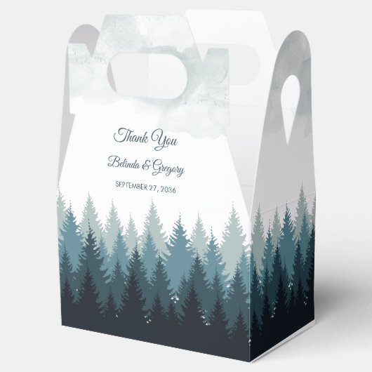 松の水彩林素朴結婚の フェイバーボックス (オープン)