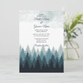松の水彩林素朴結婚の 招待状 (スタンド正面)