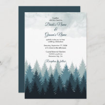 松の水彩林素朴結婚の