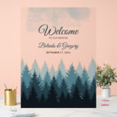 松の水彩林結婚の歓迎サイン アクリルサイン (ウェディング)