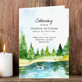 松の湖の木々、人生のお祝い写真葬儀 プログラム