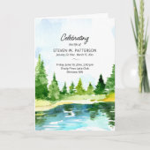 松の湖の木々、人生のお祝い写真葬儀 プログラム (正面)