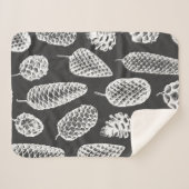 松の球形の手描きの継ぎ目のない模様。植物学の  シェルパブランケット (正面(横))