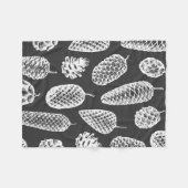 松の球形の手描きの継ぎ目のない模様。植物学の フリースブランケット (正面(横))