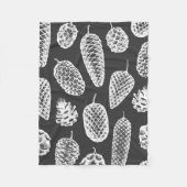 松の球形の手描きの継ぎ目のない模様。植物学の フリースブランケット (正面)