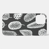松の球形の手描きの継ぎ目のない模様。植物学の  Case-Mate iPhoneケース (裏面 (横))