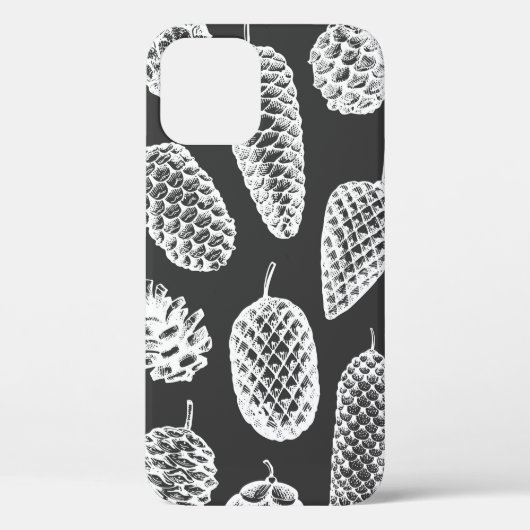 松の球形の手描きの継ぎ目のない模様。植物学の  Case-Mate iPhoneケース (裏面)