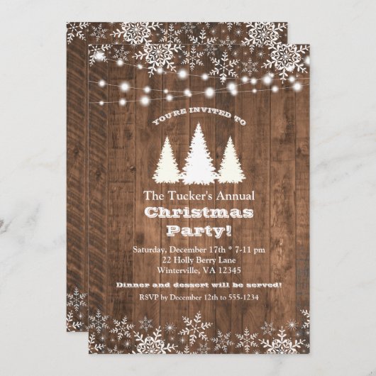 松の素朴木と弦がクリスマスパーティー 招待状 (正面/裏面)