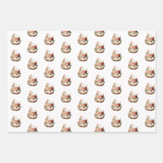 松の素朴木のクリスマストラックのラッピング紙 ラッピングペーパーシート (正面2)