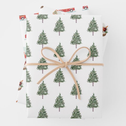 松の素朴木のクリスマストラックのラッピング紙 ラッピングペーパーシート (インサイチュ)
