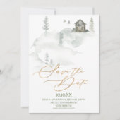 松の素朴森の水彩が日付を救う 招待状 (正面)